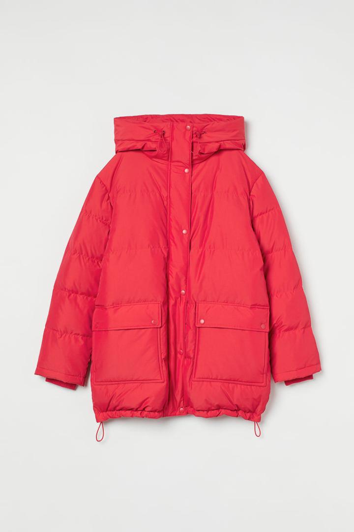 H & M - Hooded Down Jacket - Red