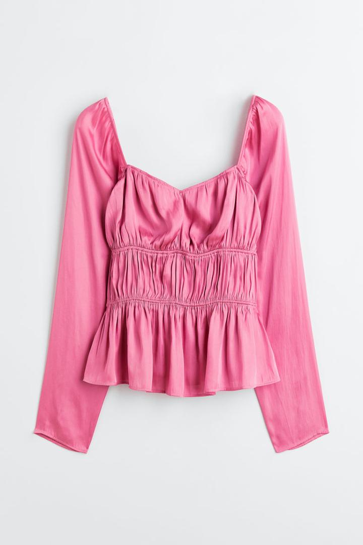 H & M - Satin Blouse - Pink