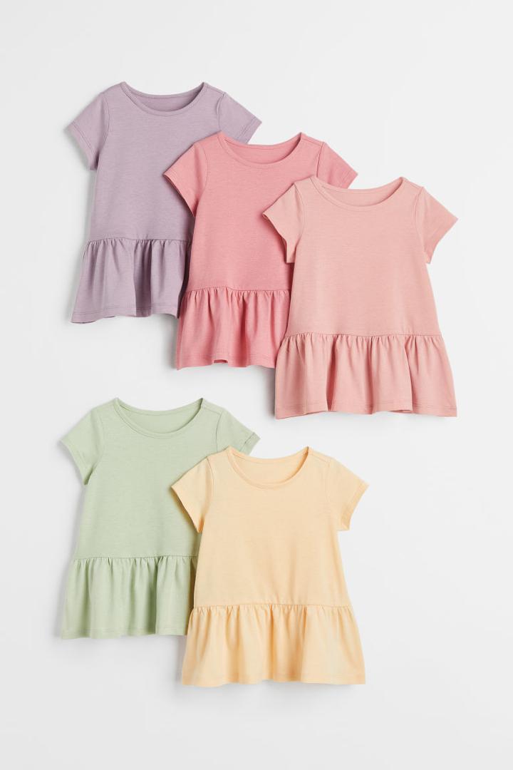 H & M - 5-pack Cotton Dresses - Purple