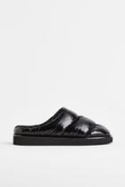 H & M - Warm-lined Padded Slippers - Black