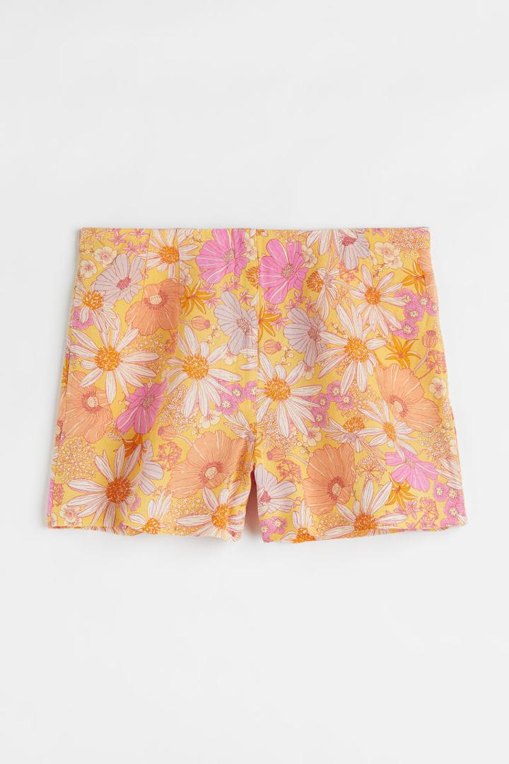 H & M - H & M+ Linen-blend Shorts - Yellow