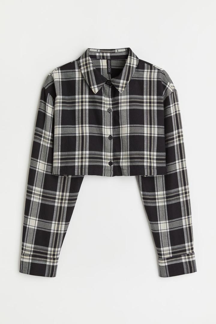 H & M - Cotton Crop Shirt - Black