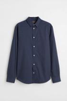 H & M - Slim Fit Easy-iron Shirt - Blue