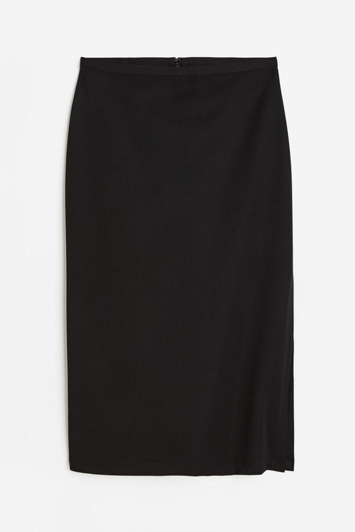 H & M - Slit-hem Pencil Skirt - Black