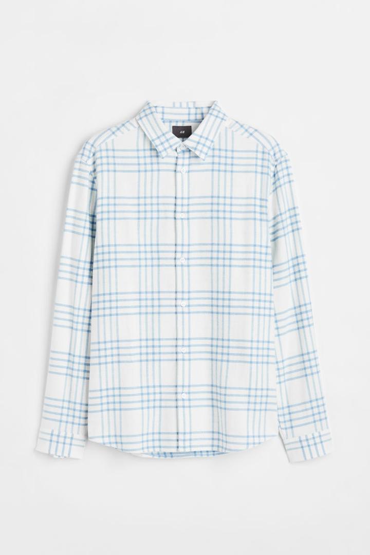 H & M - Regular Fit Checked Shirt - Blue