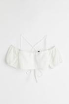 H & M - Crped Off-the-shoulder Top - White