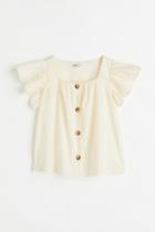H & M - Butterfly-sleeved Blouse - White