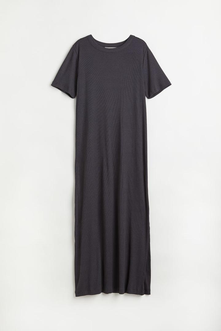 H & M - Ribbed Modal-blend T-shirt Dress - Gray