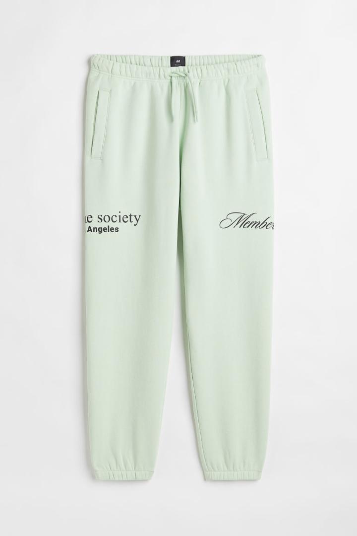 H & M - Regular Fit Printed Joggers - Green