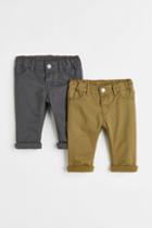 H & M - 2-pack Lined Twill Pants - Green