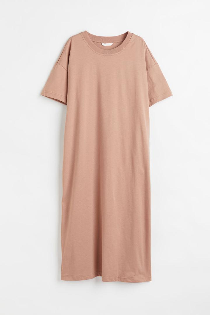H & M - Calf-length T-shirt Dress - Beige