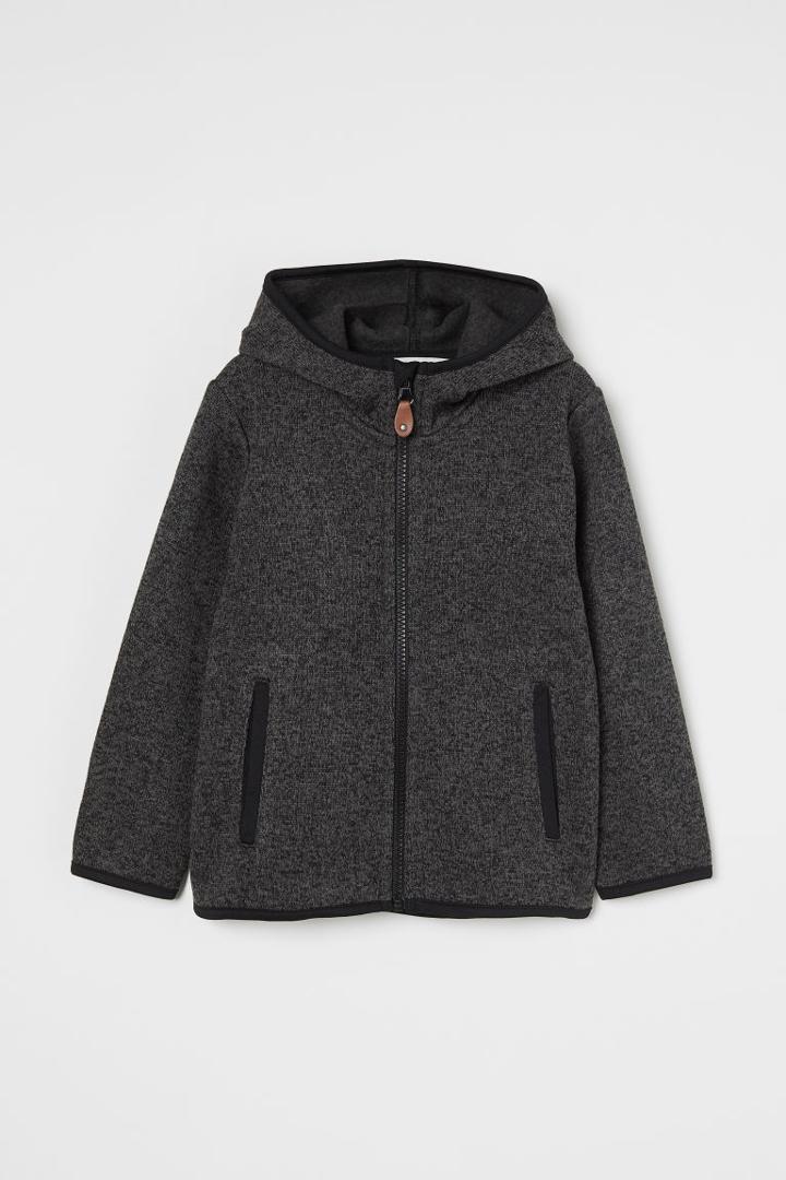 H & M - Knit Fleece Jacket - Black