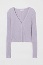 H & M - Rib-knit Cardigan - Purple