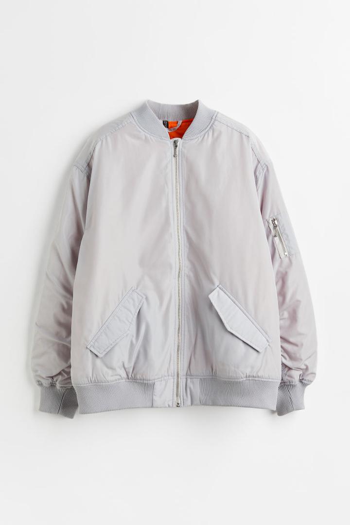 H & M - Oversized Bomber Jacket - Gray