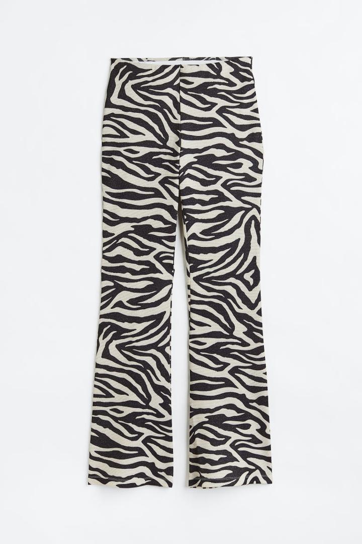 H & M - Glittery Flared Leggings - Black