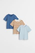 H & M - 3-pack Ribbed Cotton T-shirts - Blue