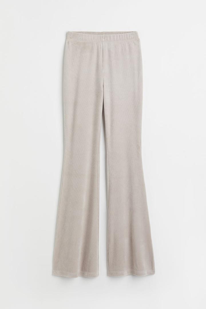 H & M - Ribbed Velour Leggings - Brown