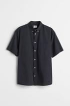 H & M - Regular Fit Short-sleeved Shirt - Black
