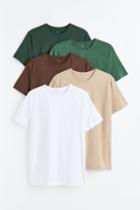 H & M - 5-pack Slim Fit T-shirts - Green