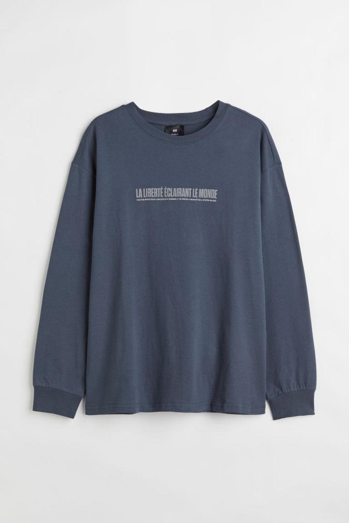 H & M - Oversized Jersey Shirt - Blue