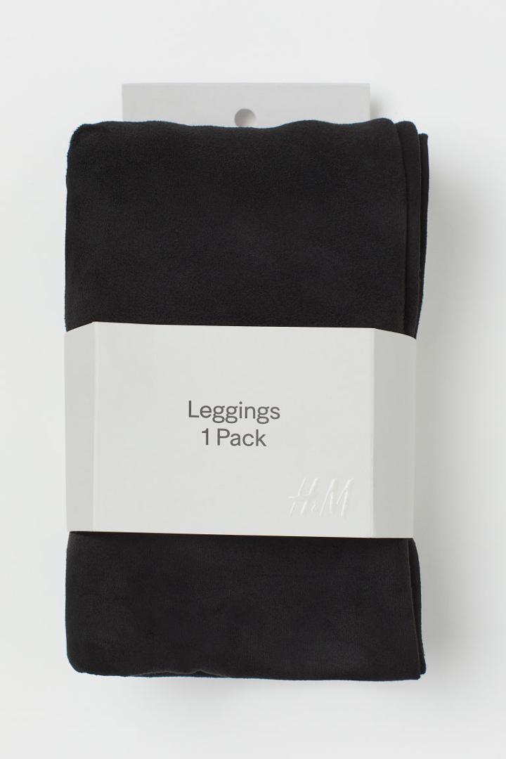 H & M - Faux Suede Leggings - Black
