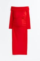 H & M - Mama Gathered Off-the-shoulder Dress - Red