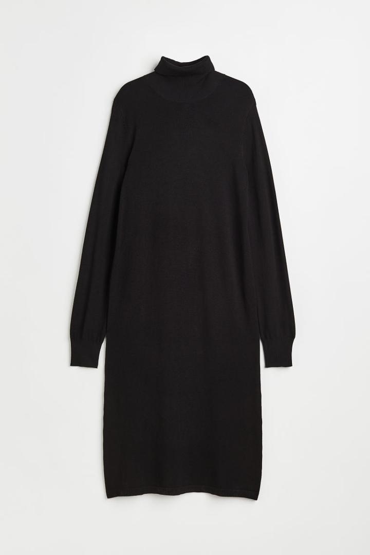 H & M - Fine-knit Turtleneck Dress - Black