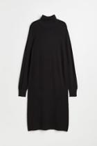 H & M - Fine-knit Turtleneck Dress - Black