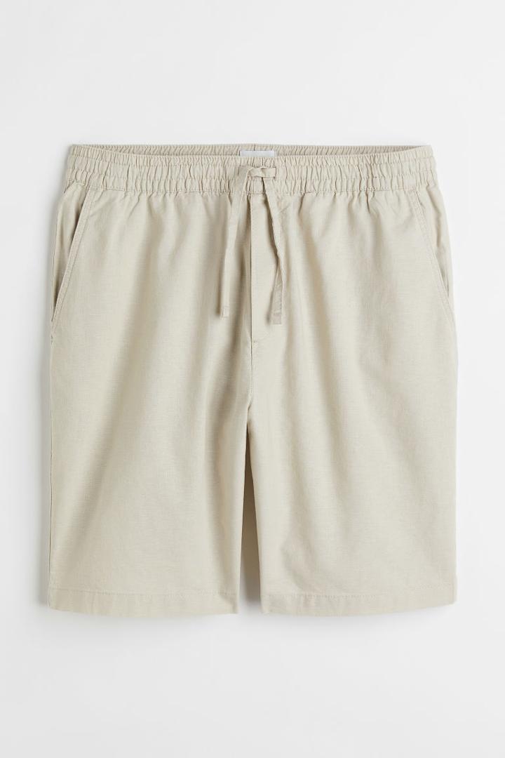 H & M - Relaxed Fit Linen-blend Shorts - Beige