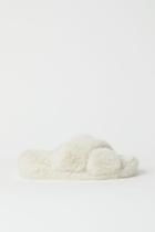 H & M - Faux Fur Slippers - White