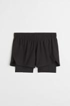 H & M - Regular Fit Double-layered Running Shorts - Black
