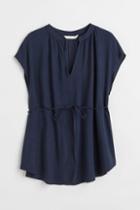 H & M - Mama Tie-belt Blouse - Blue