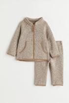 H & M - 2-piece Fleece Set - Beige