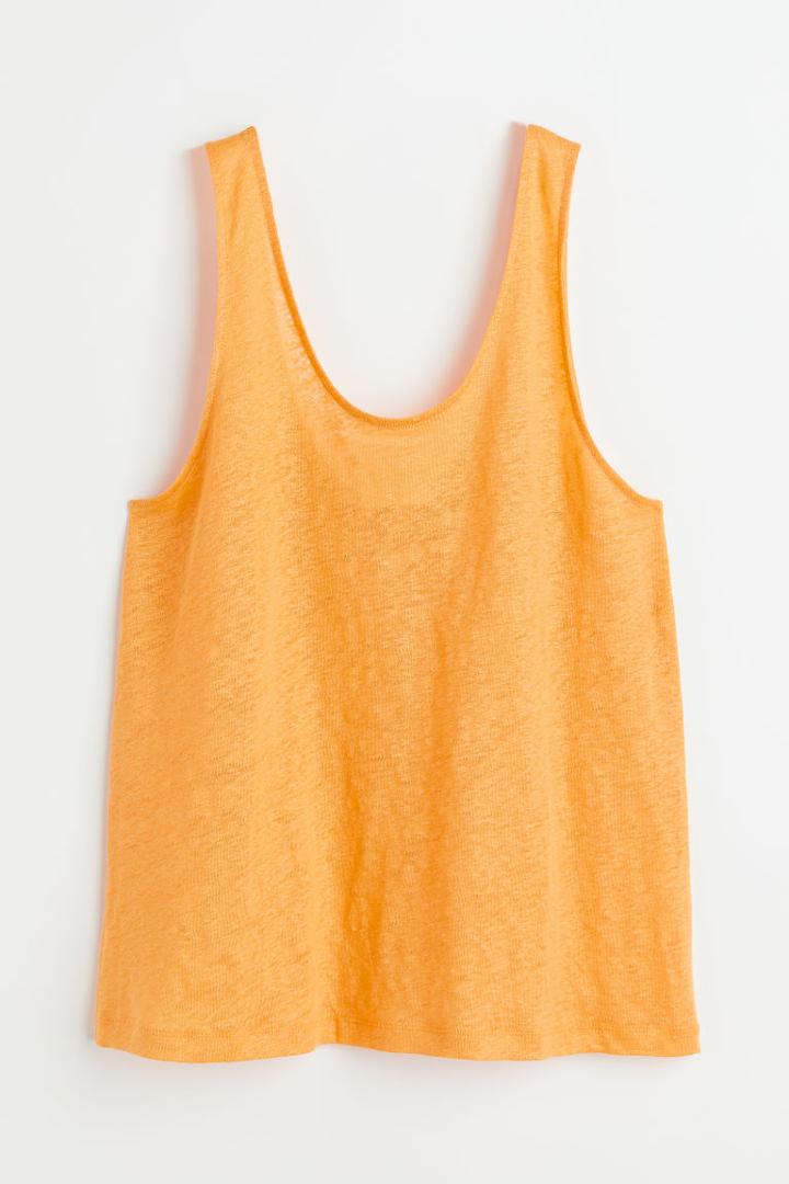 H & M - Linen Jersey Tank Top - Yellow