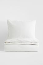 H & M - Washed Cotton Duvet Cover Set - White