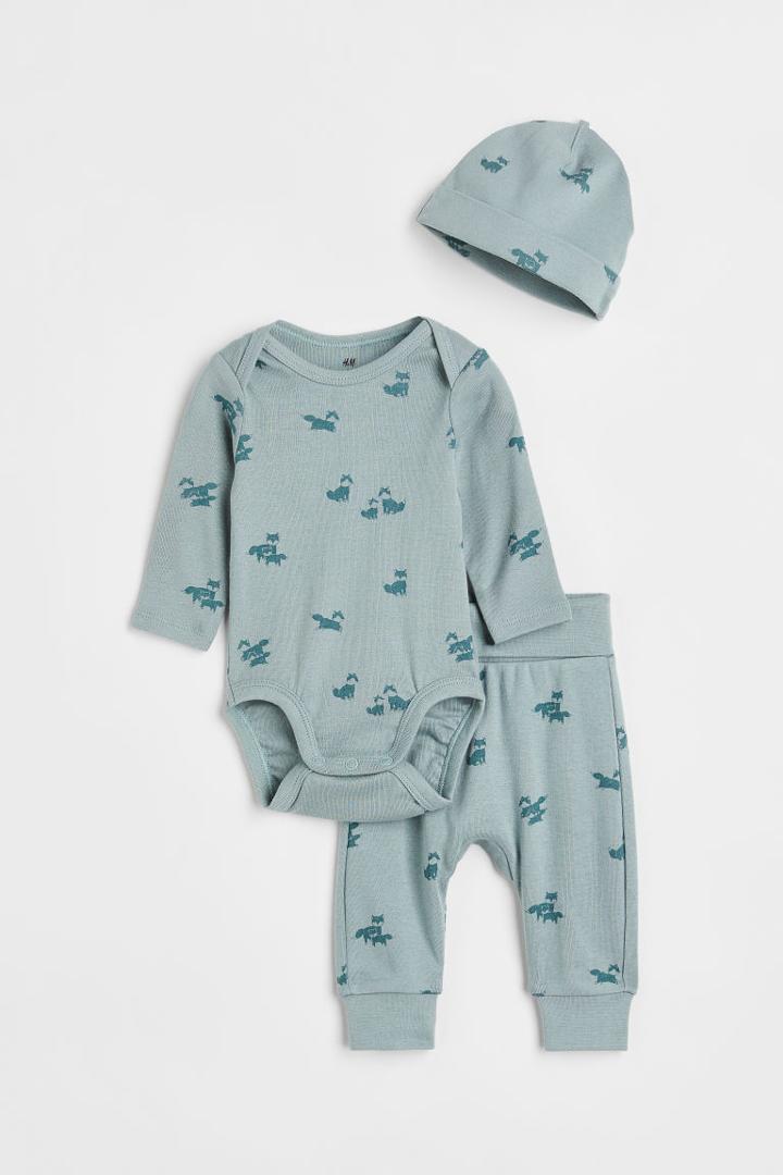 H & M - 3-piece Cotton Set - Turquoise