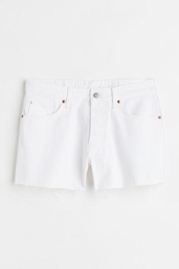 H & M - 90's Boyfriend Low Denim Shorts - White