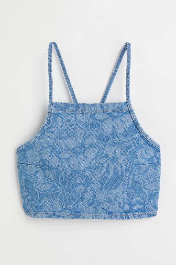 H & M - Denim Crop Top - Blue