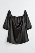 H & M - H & M+ Off-the-shoulder Satin Dress - Black