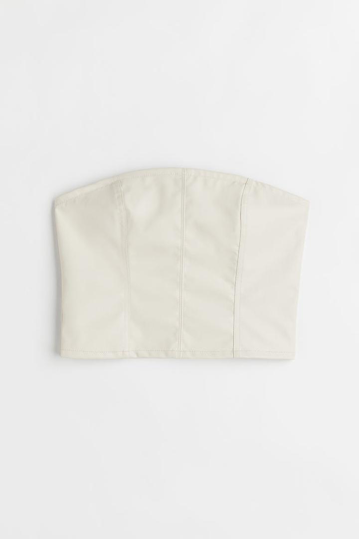 H & M - Twill Bandeau Top - Beige