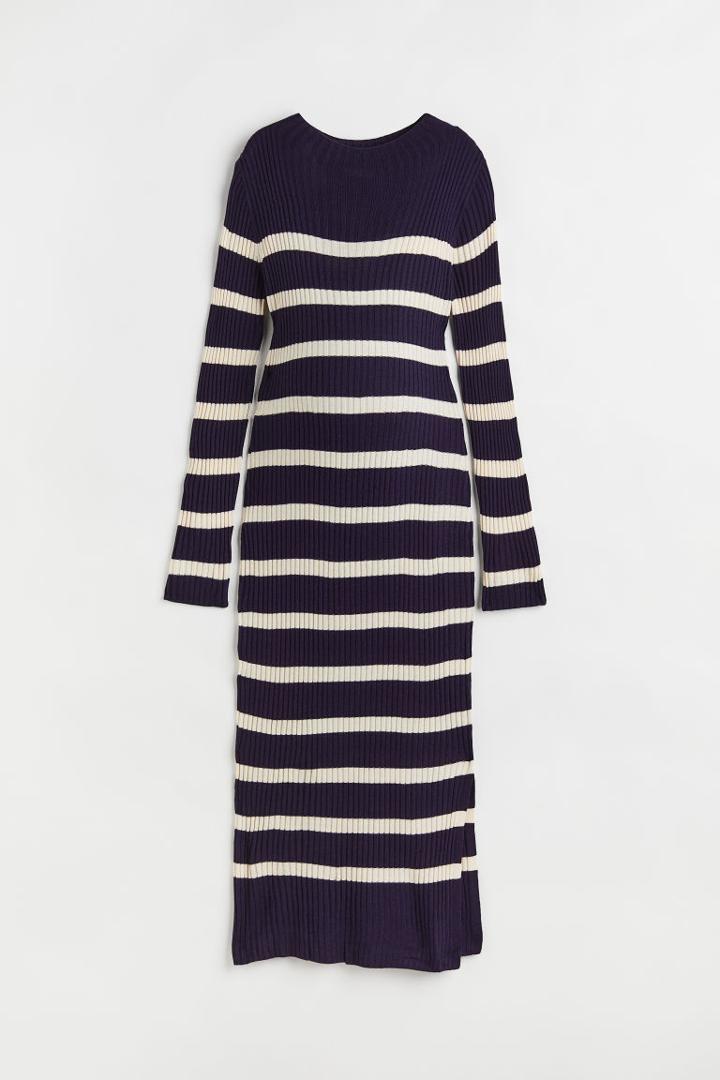 H & M - Mama Rib-knit Dress - Beige
