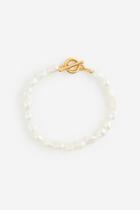 H & M - Gold-plated Pearl Bracelet - White