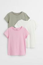 H & M - 3-pack Cotton T-shirts - Green