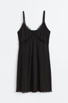 H & M - Lace-trimmed Mesh Dress - Black