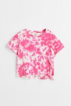 H & M - Tie-hem Top - Pink