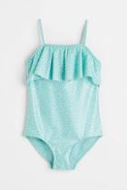 H & M - Flounce-trimmed Swimsuit - Turquoise