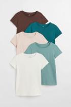 H & M - 5-pack Cotton T-shirts - Turquoise