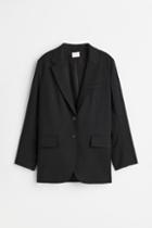 H & M - Pleated Tie-belt Dress - Black