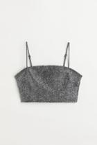 H & M - Jersey Crop Top - Silver