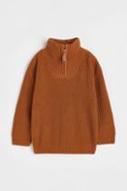 H & M - Zip-top Knit Sweater - Orange